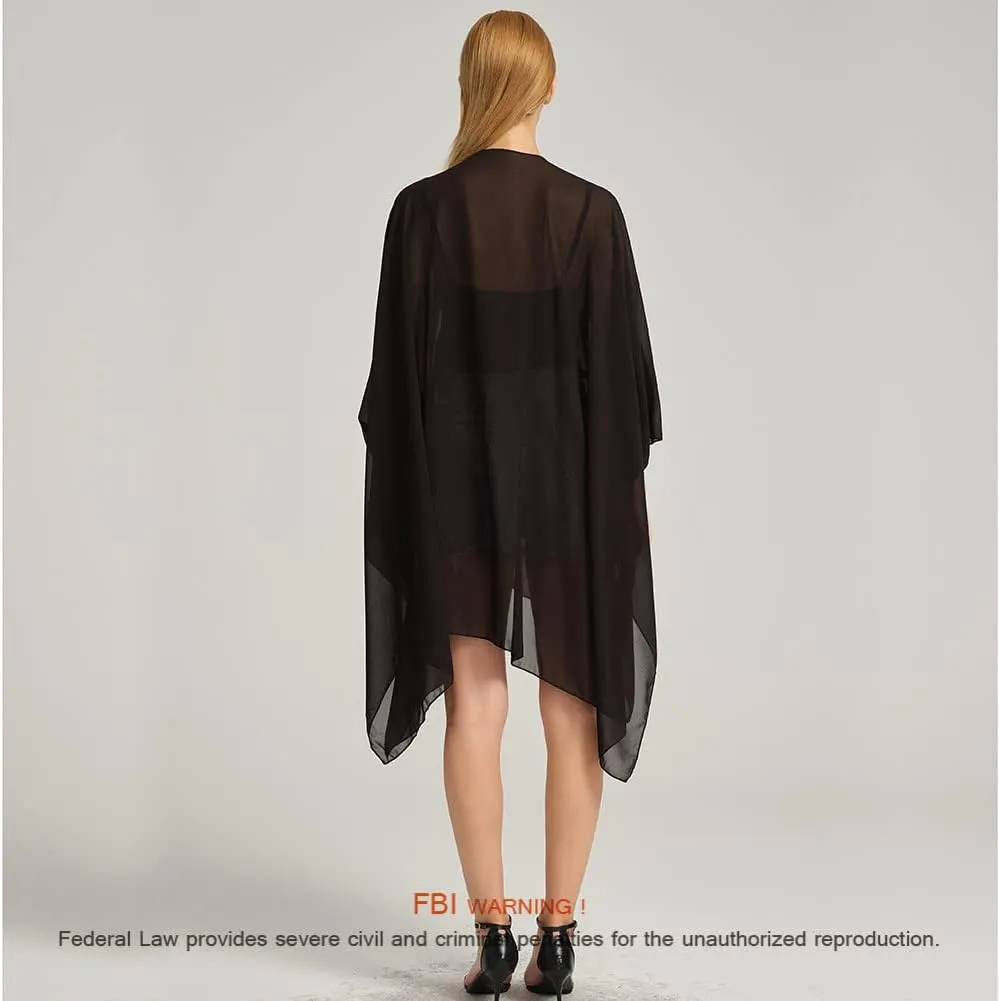 Women's Bohemian Floral Chiffon Beach Cover up Swimsuit Kimono Summer Swimwear Cardigans