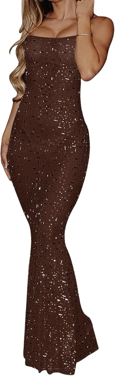 Women's Mesh Rhinestone Cover Up Dress Sparkle Beach Swimwear Coverups Shiny Crystal Sheer Maxi Dresses