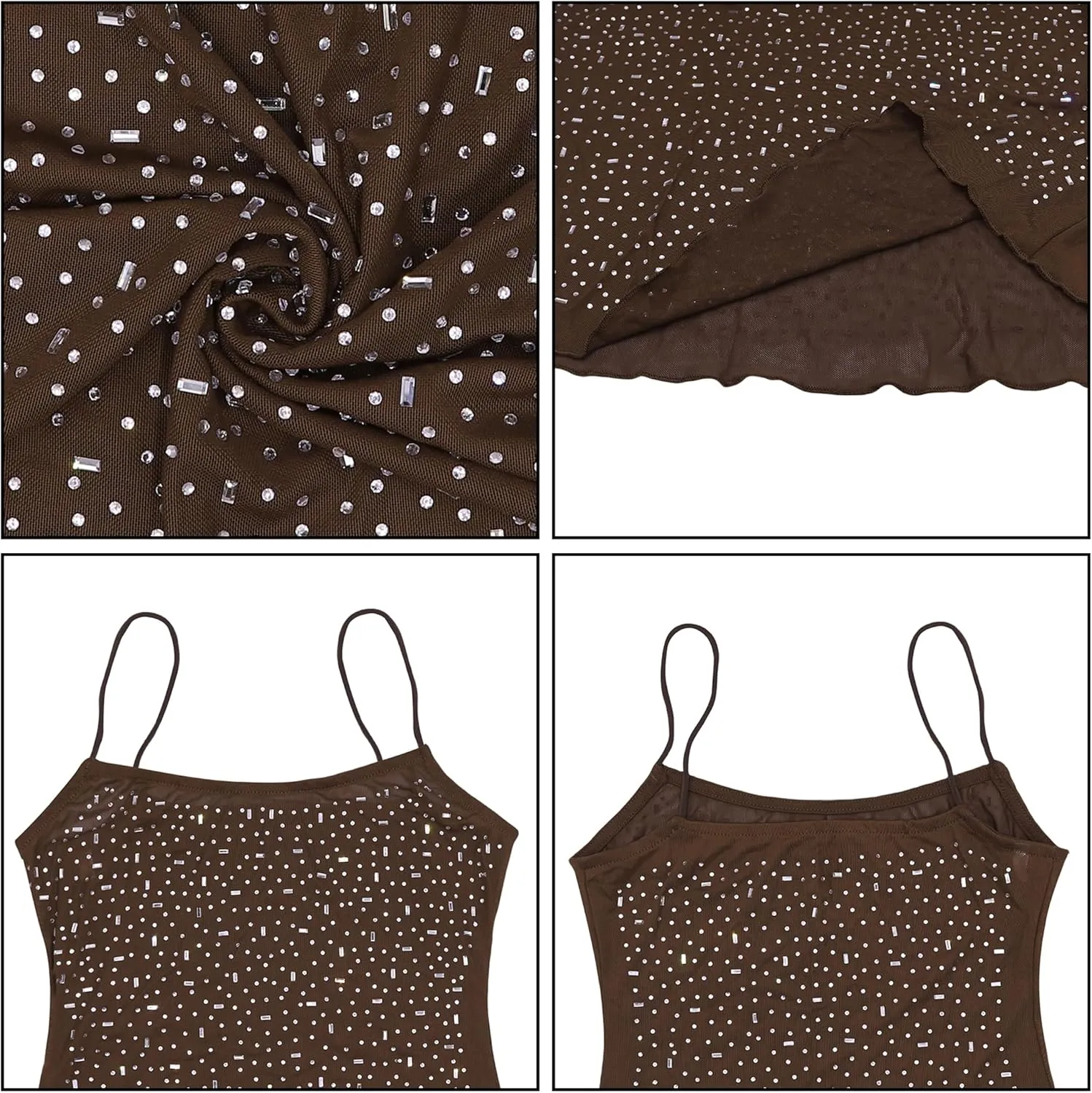 Women's Mesh Rhinestone Cover Up Dress Sparkle Beach Swimwear Coverups Shiny Crystal Sheer Maxi Dresses