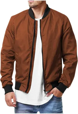 Ymosrh Mens Jackets Casual Stylish Bomber Jacket Spring Fall Causal Softshell Windbreaker Coat Outerwear Rain Jacket